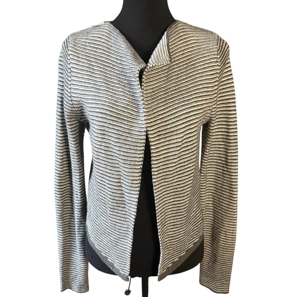 Express Women's Cardigan Sweater Green White Medium Cropped